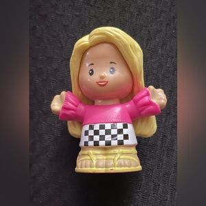 Fisher Price Little People Figure Barbie Girl Race Car Driver Blonde Hair #701
